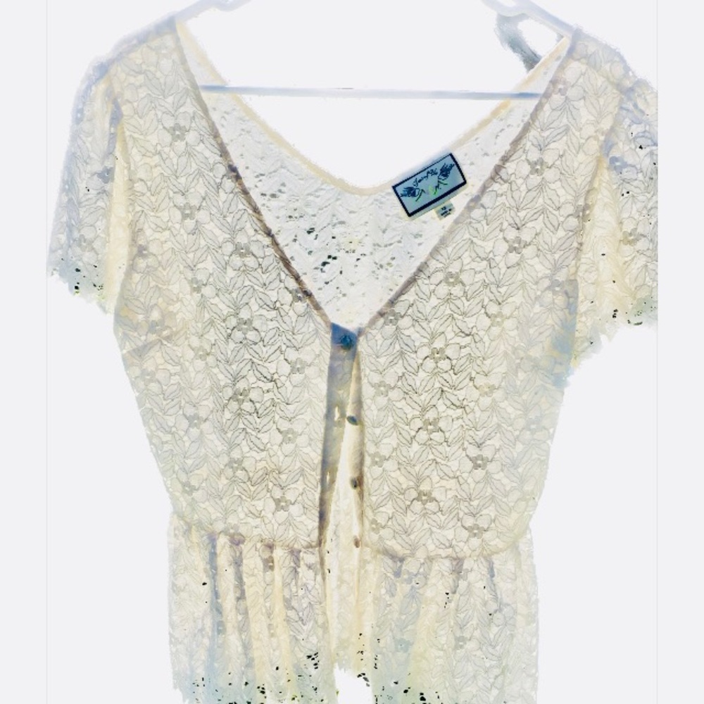 Victorian, Edwardian, and Romantic style cream lace blouse